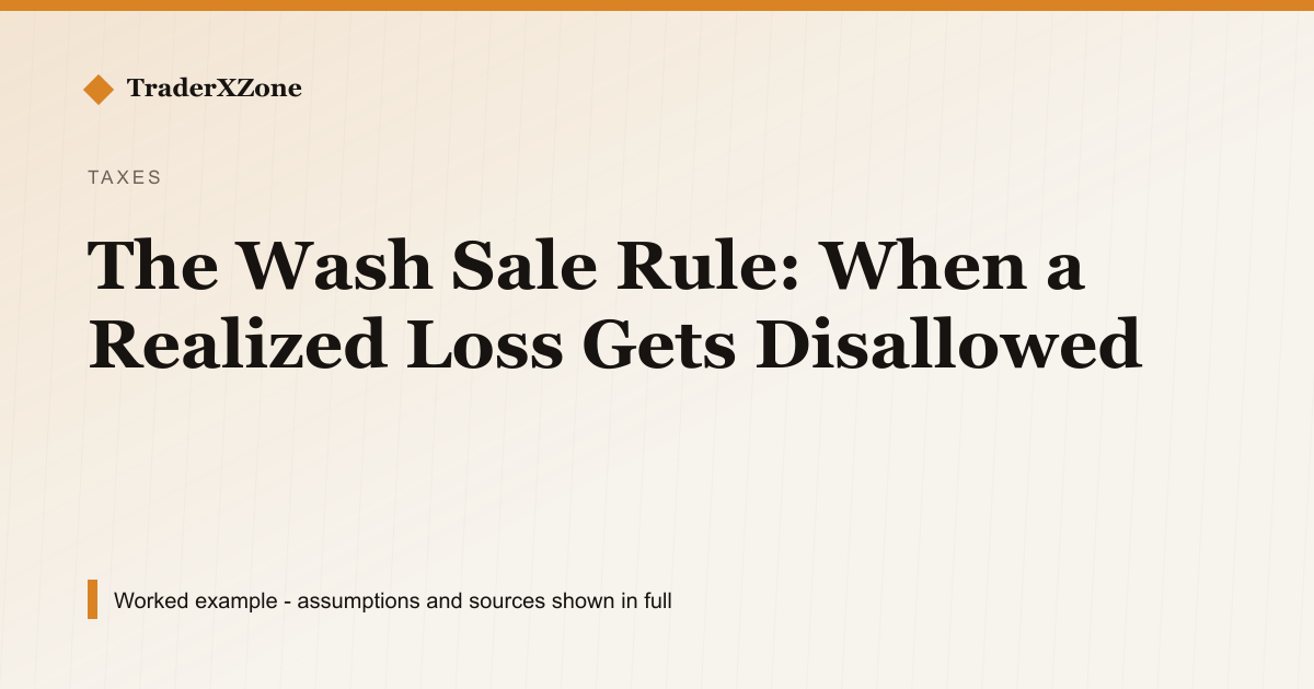 The Wash Sale Rule: When a Realized Loss Gets Disallowed